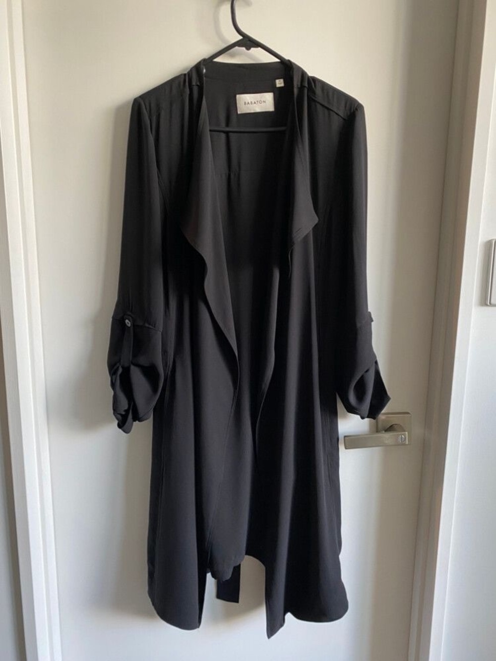 Babaton Black Open-Front Lightweight Trench Coat